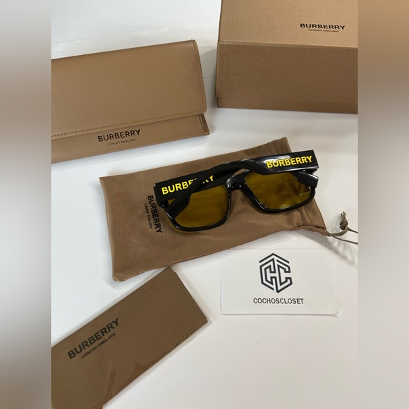 BURBERRY KNIGHT BE4358 Yellow Lens Oversized Men Sunglasses yellow lenses - Picture 9 of 14